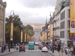 Looking down Karl Johans Gate up to the Royal Palace